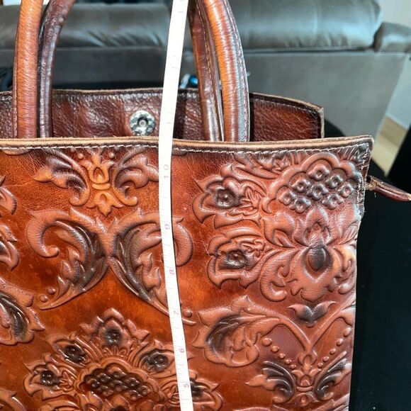 Genuine Leather Purse Handbag Vintage Embossed Tote Crossbody Shoulder Satchel - Picture 11 of 13